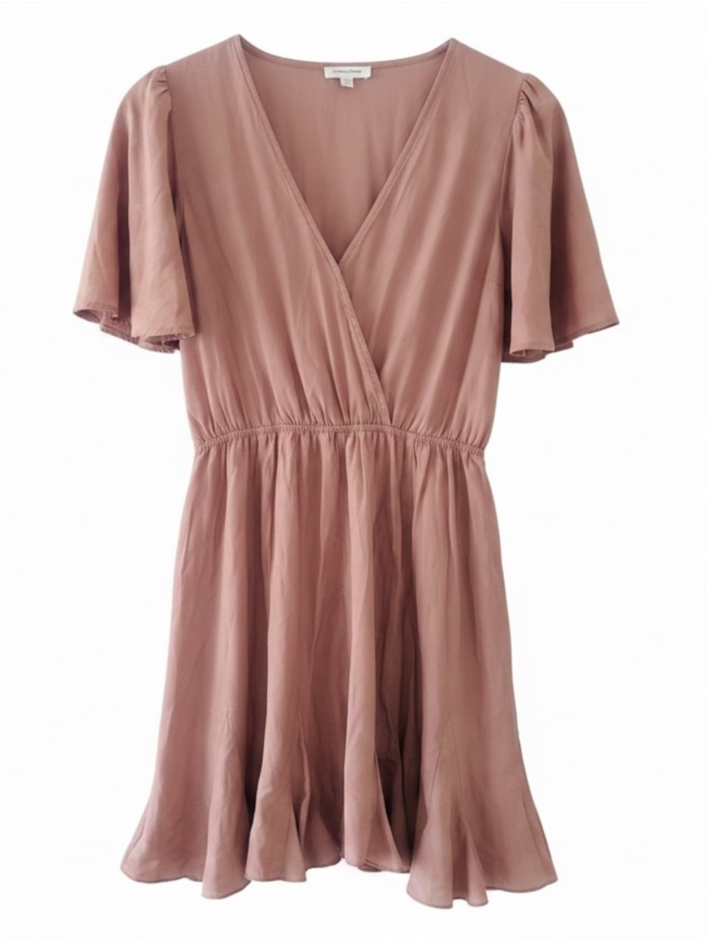 Mittoshop Dusty Rose Faux Wrap Skater Ruffle Dress